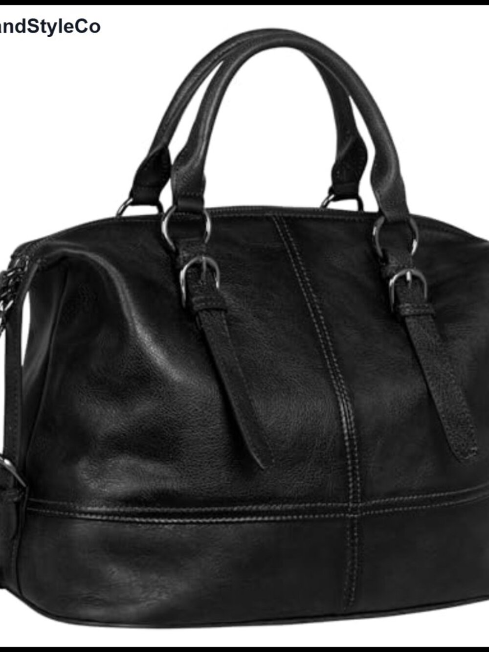 Genuine Leather Satchel Tote Crossbody Bag with Detachable Strap